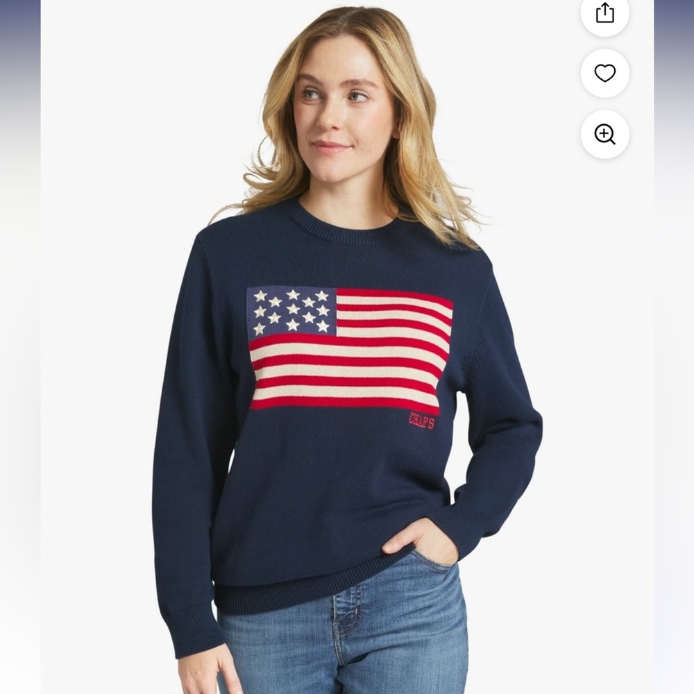 NWT Chaps Men's Navy American Flag Crewneck Sweater 100% cotton - Picture 4 of 8